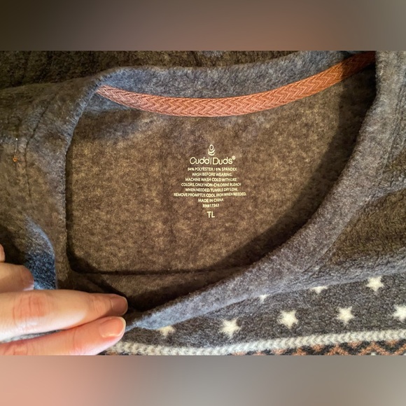 🎁Cuddl Duds Dark Gray Fleece 2 Piece Cozy Pajama Set, Size Large Tall - Picture 4 of 7